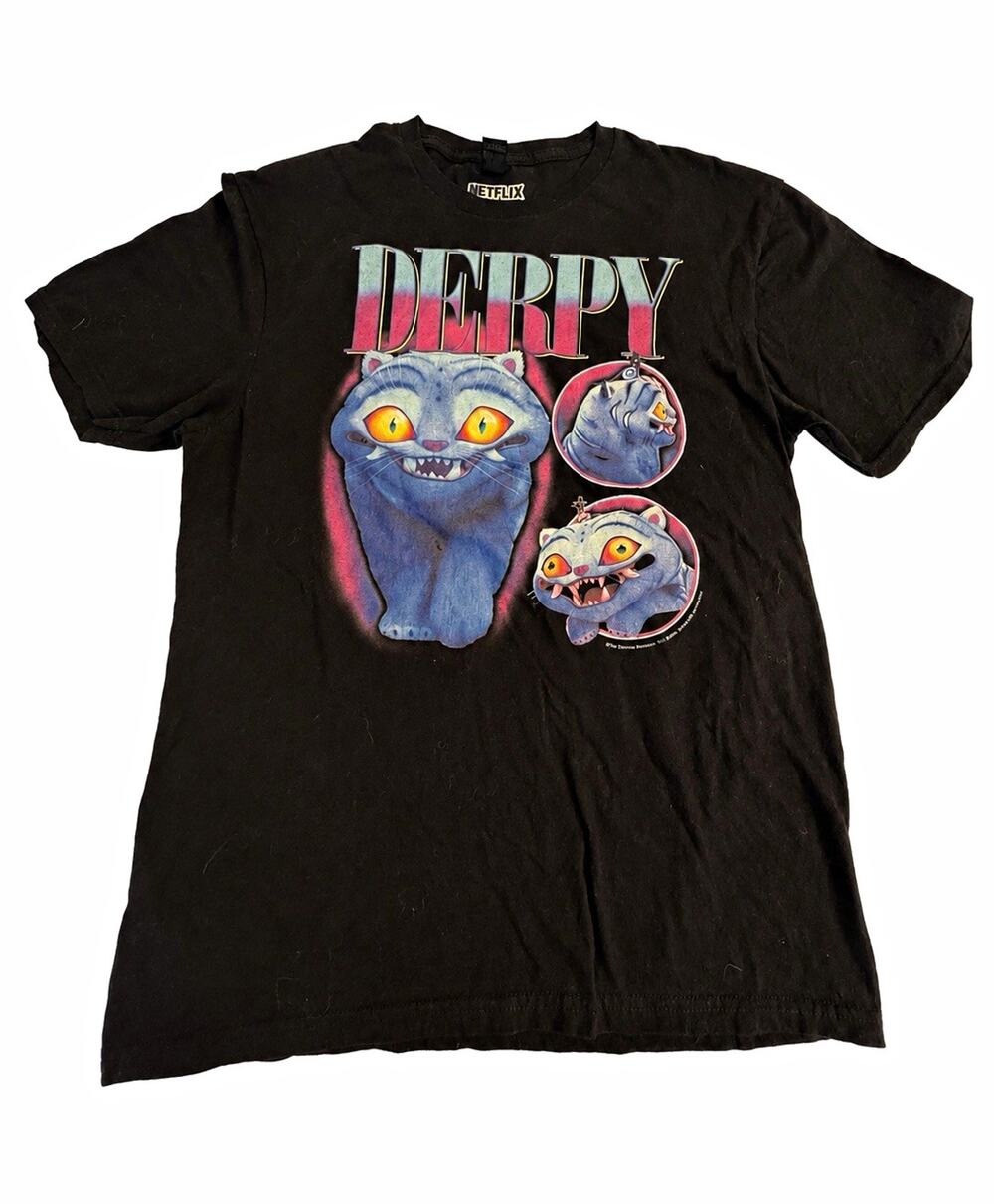 Netflix Derpy Love, Death + Robots Black Graphic Tee Short Sleeve Crew M